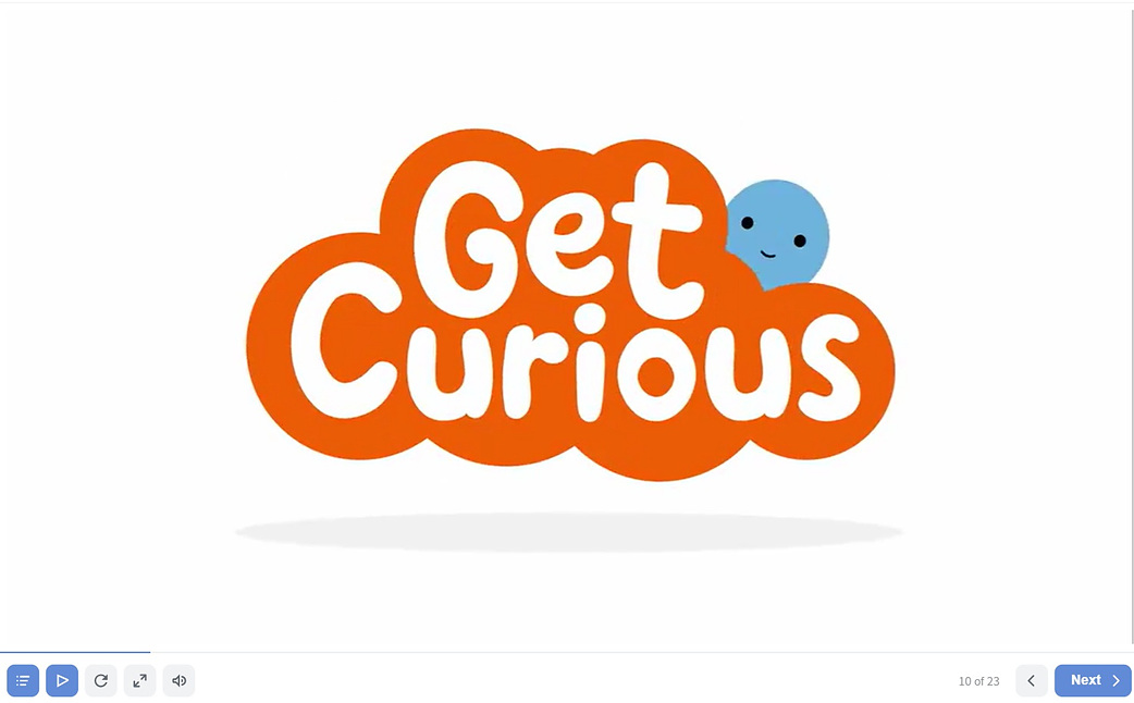 Get Curious 동영상 재생 화면